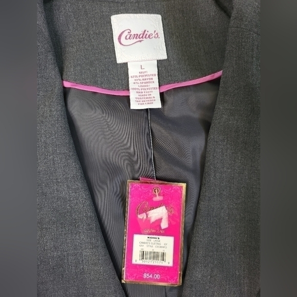 CANDIES Blazer. Ladies Size Large. Dark Grey. Built in Shoulder Pads - Picture 3 of 10